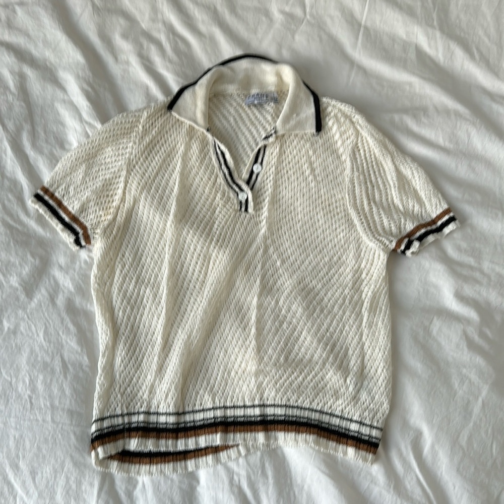 FRAME cream crochet shirt with detail on collar L